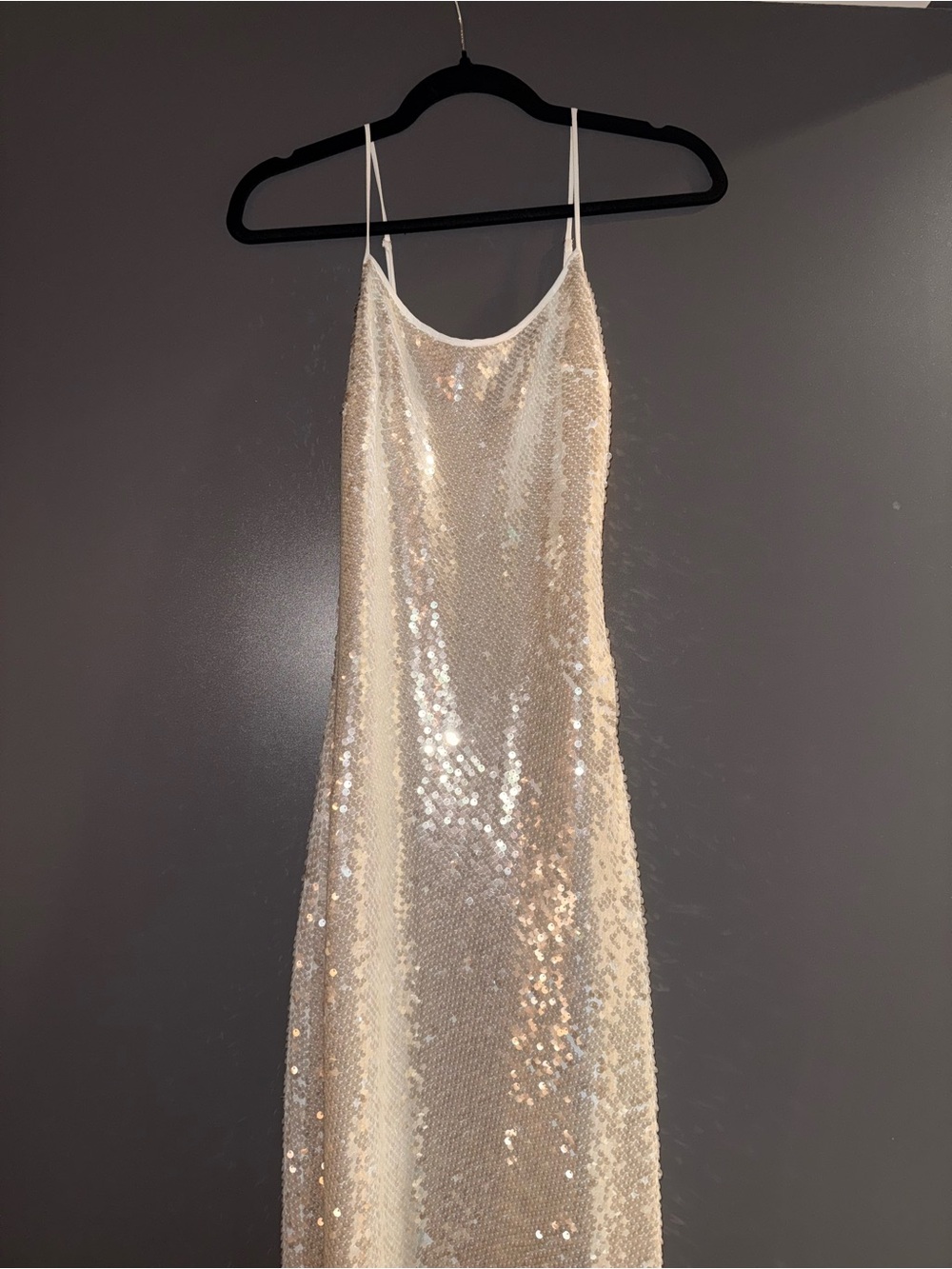 Rumored Champagne Sequin Maxi Dress